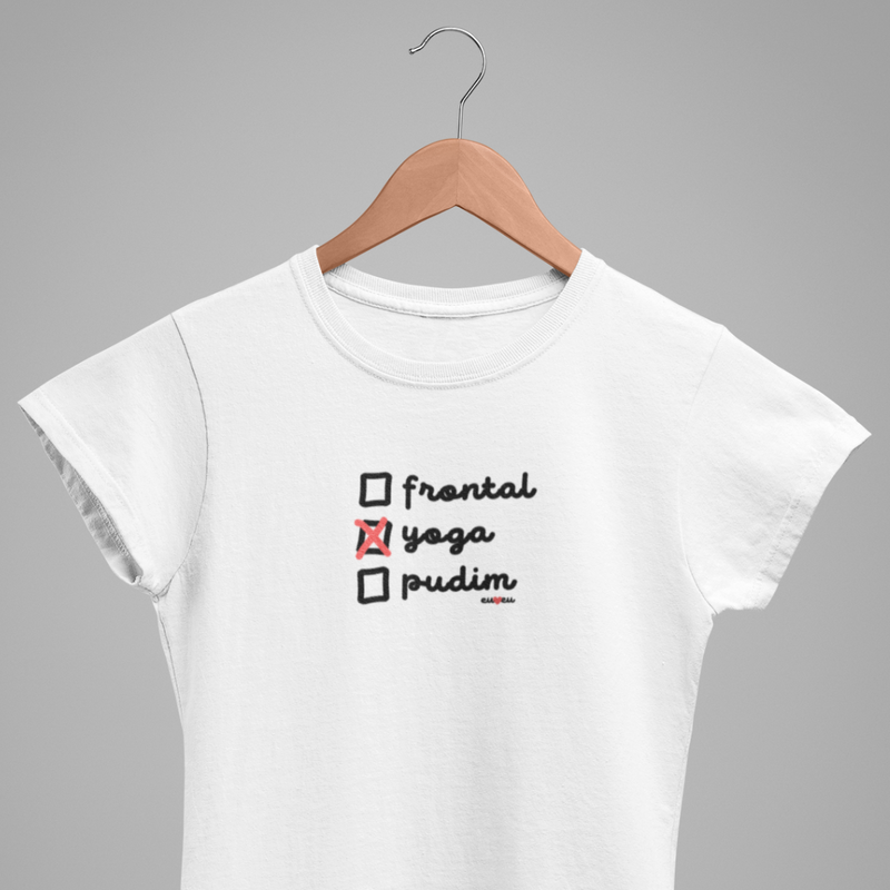 CAMISETA FRONTAL, YOGA, PUDIM