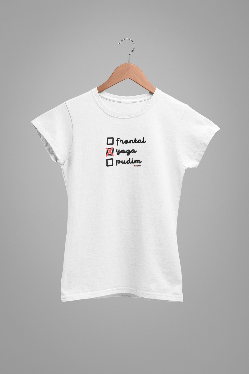 CAMISETA FRONTAL, YOGA, PUDIM