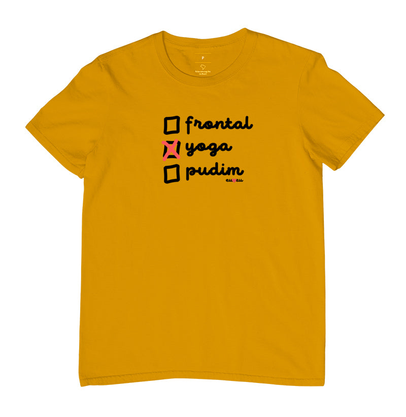CAMISETA FRONTAL, YOGA, PUDIM