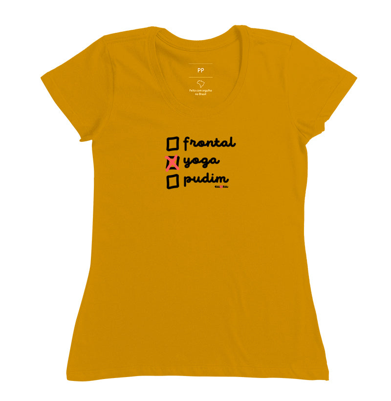 CAMISETA FRONTAL, YOGA, PUDIM