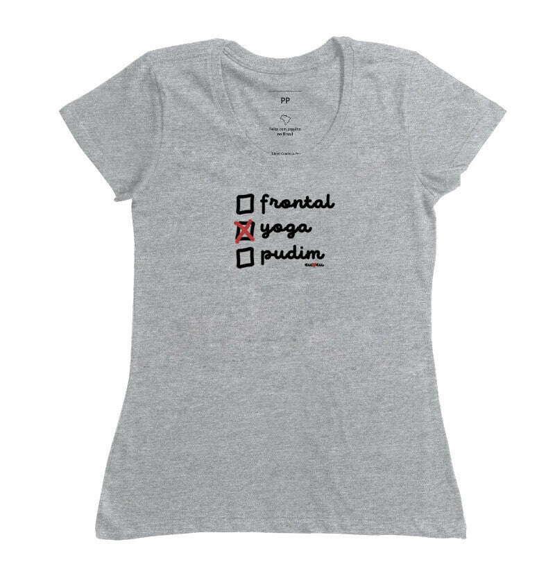 CAMISETA FRONTAL, YOGA, PUDIM